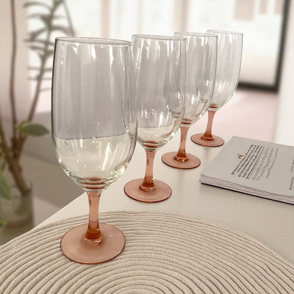 Luminarc Grand Meridien Champagne Flutes Pink Stemmed France Set of 4 - Picture 8 of 9